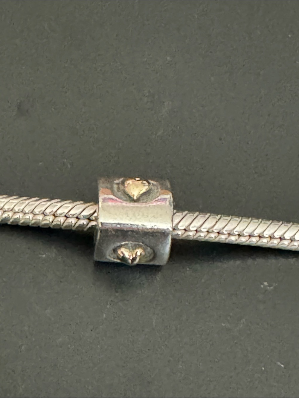 Pandora Retired 925 Sterling Silver & 14k Gold “Heart of Gold” Bead Charm